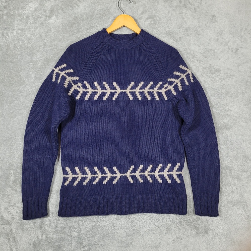 Vintage Y2K Gap Sweater Mens Small Chunky Knit 100% Lambs Wool Blue Nordic